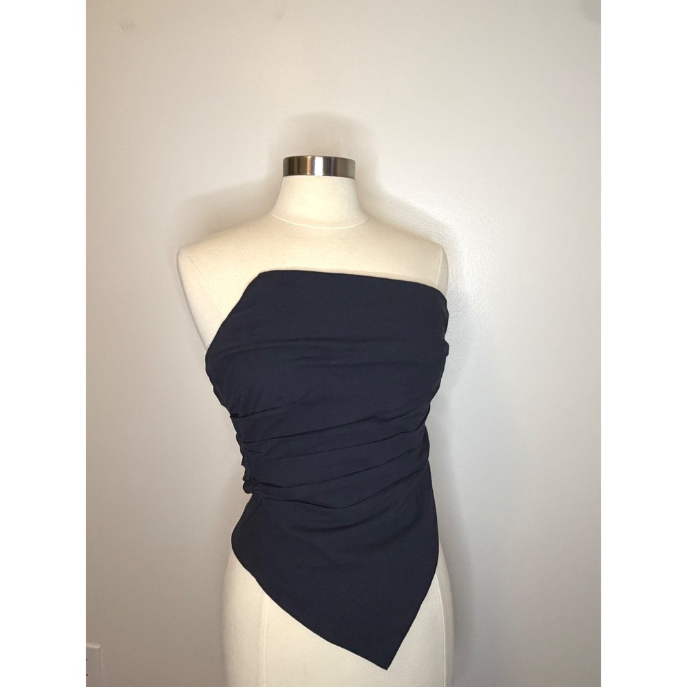 Abercrombie & Fitch Black Ruched Handkerchief Hem Asymmetric Strapless Tube Top